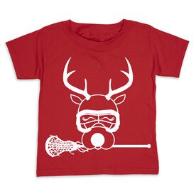 Girls Lacrosse Toddler Short Sleeve Shirt - Lax Girl Reindeer