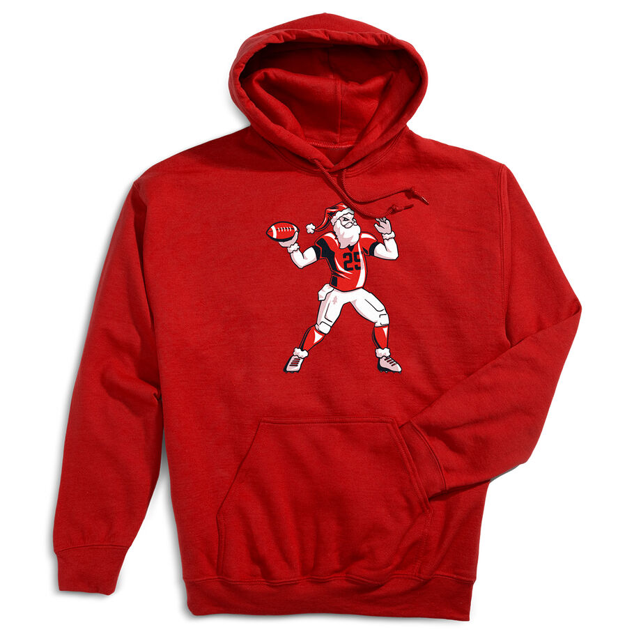 Football Hooded Sweatshirt - Touchdown Santa - Personalization Image
