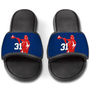 Guys Lacrosse Repwell&reg; Slide Sandals - Lax Jumpshot with Number