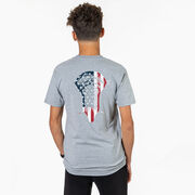 Guys Lacrosse Short Sleeve T-Shirt - Patriotic Stick (Back Design)