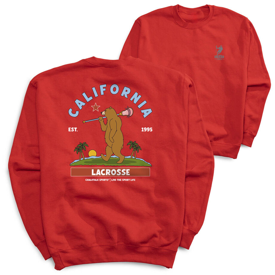Guys Lacrosse Crewneck Sweatshirt - California Lacrosse (Back Design)