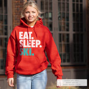 Skiing Hooded Sweatshirt - Eat Sleep Ski