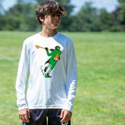 Guys Lacrosse Long Sleeve Performance Tee - Lacrosse Leprechaun