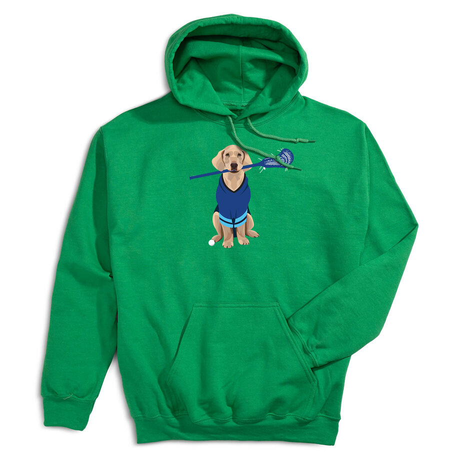 Guys Lacrosse Hooded Sweatshirt - Laxer the Lacrosse Dog