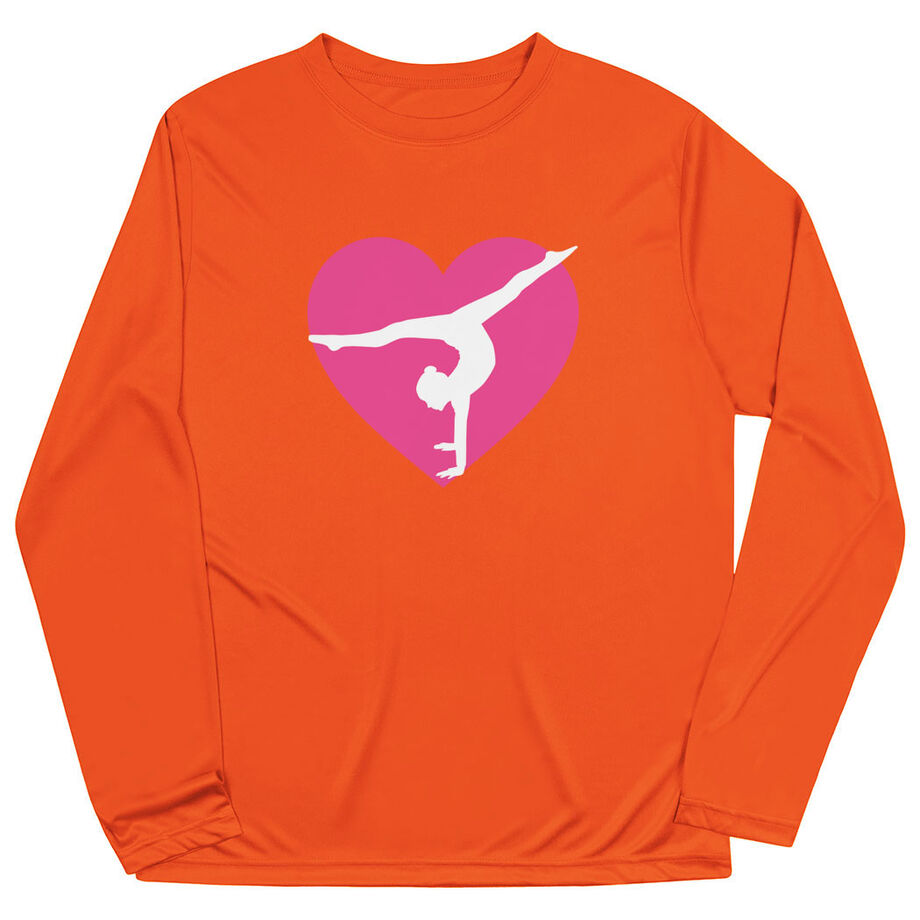 Gymnastics Long Sleeve Performance Tee - Gymnast Heart