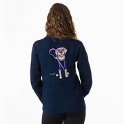 Girls Lacrosse Tshirt Long Sleeve - Lily The Lacrosse Dog (Back Design)