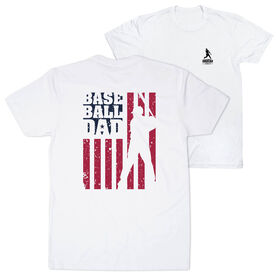 Baseball Short Sleeve T-Shirt - Baseball Dad American Flag (Back Design)