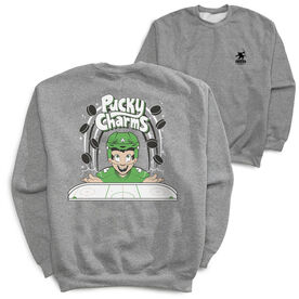 Hockey Crewneck Sweatshirt - Pucky Charms (Back Design)