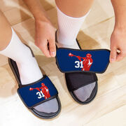 Guys Lacrosse Repwell&reg; Slide Sandals - Lax Jumpshot with Number