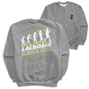 Guys Lacrosse Crewneck Sweatshirt - Evolution of Lacrosse (Back Design)