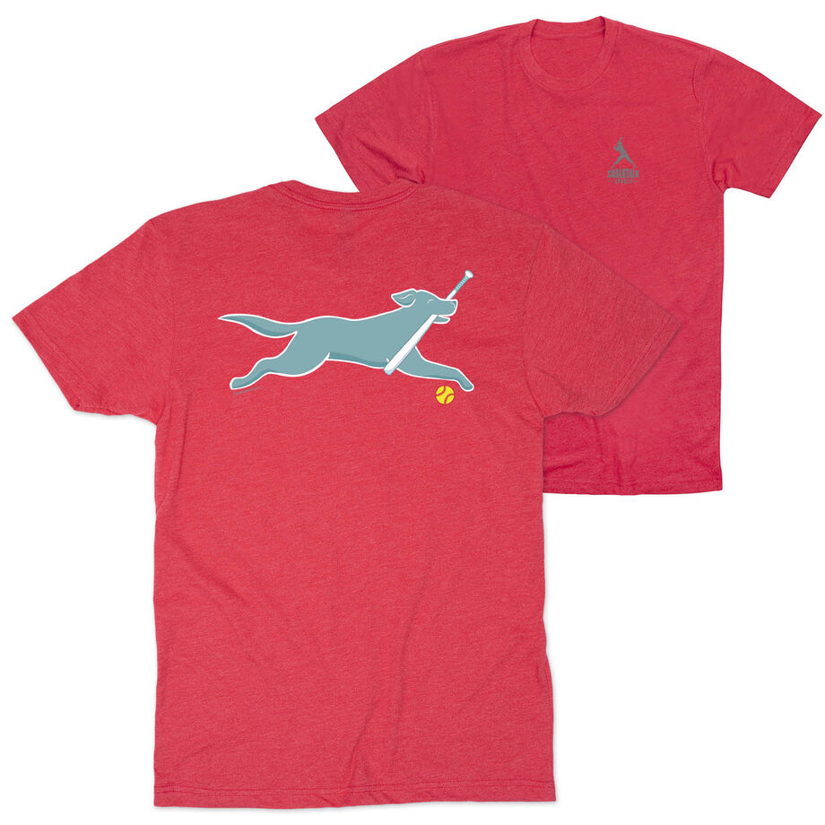 Softball Short Sleeve T-Shirt - Mitts the Softball Dog (Back Design)
