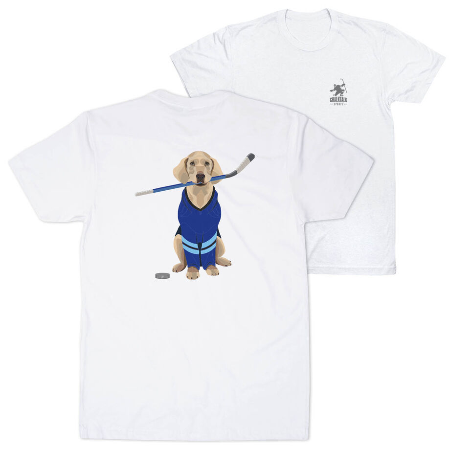 Hockey Short Sleeve T-Shirt - Puck The Hockey Dog (Back Design)