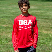 Guys Lacrosse Long Sleeve Performance Tee - USA