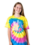 Girls Lacrosse Short Sleeve T-Shirt - My Goal Is To Deny Yours Tie Dye