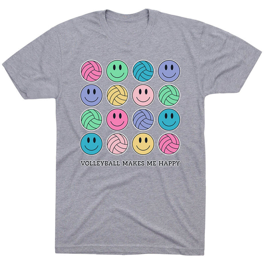Volleyball Short Sleeve T-Shirt - Volleyball Makes Me Happy