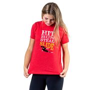 Softball Short Sleeve T-Shirt - Hit Run Steal Slide