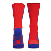 Basketball Woven Mid-Calf Socks - Player Jump Shot (Red/Royal)