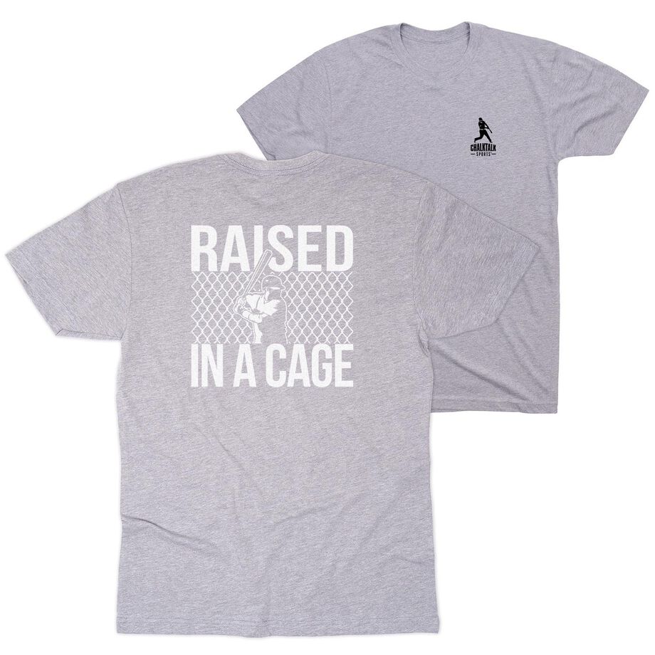 Baseball Short Sleeve T-Shirt - Raised in a Cage Baseball (Back Design)
