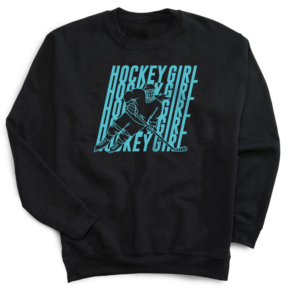 Hockey Crewneck Sweatshirt - Hockey Girl Repeat - Personalization Image