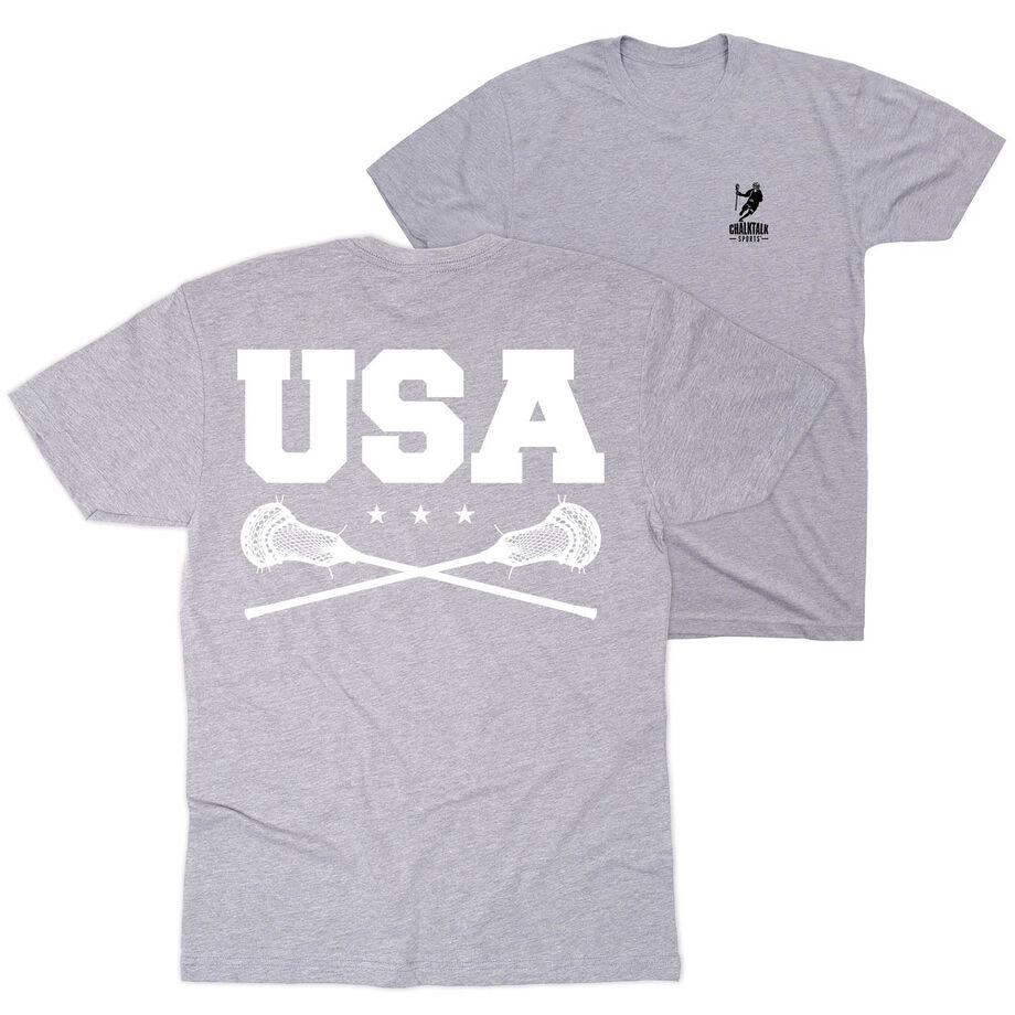 Guys Lacrosse Short Sleeve T-Shirt - USA (Back Design)