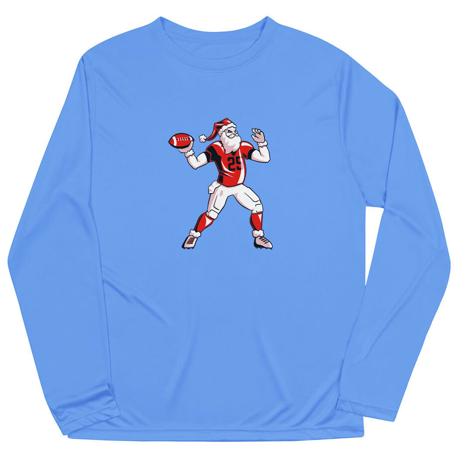 Football Long Sleeve Performance Tee - Touchdown Santa
