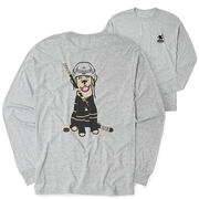 Hockey Tshirt Long Sleeve - Hunter The Hockey Dog (Back Design)