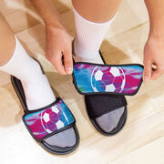 Soccer Repwell&reg; Slide Sandals - Tie-Dye Pattern With Soccer Ball