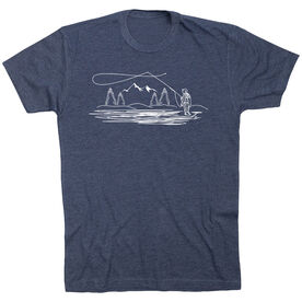 Fly Fishing Short Sleeve T-Shirt - Fly Fishing Sketch