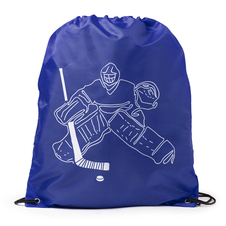 Hockey Drawstring Backpack - Hockey Goalie Sketch