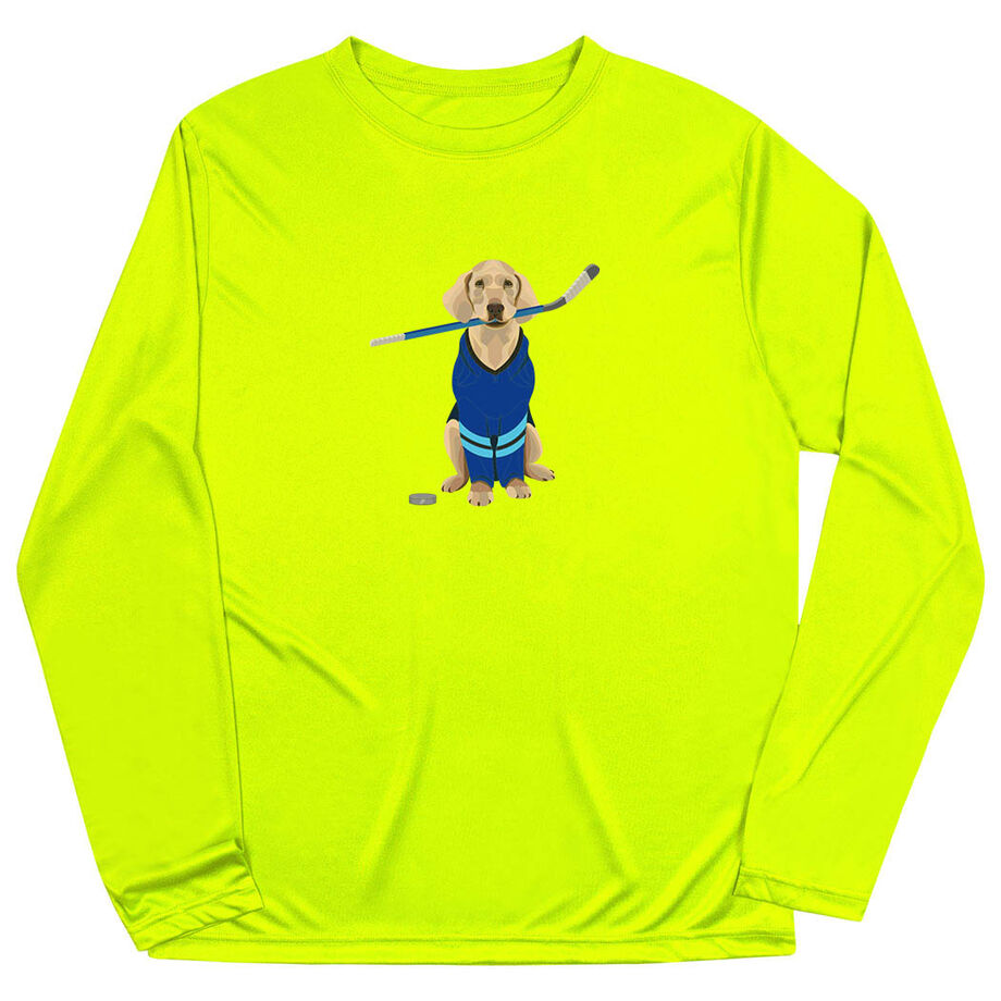 Hockey Long Sleeve Performance Tee - Puck The Hockey Dog
