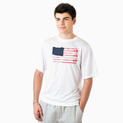 Guys Lacrosse Short Sleeve Performance Tee - American Flag