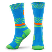 Basketball Woven Mid-Calf Socks - Dots (Blue/Green)