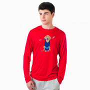 Hockey Long Sleeve Performance Tee - Puck The Hockey Dog