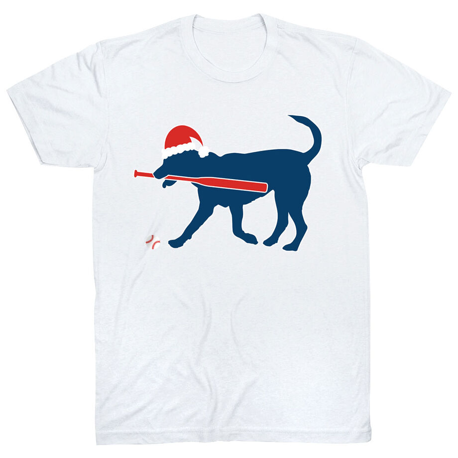 Softball T-Shirt Short Sleeve Play Ball Christmas Dog
