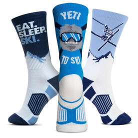 Skiing Woven Mid-Calf Sock Set - Airborne