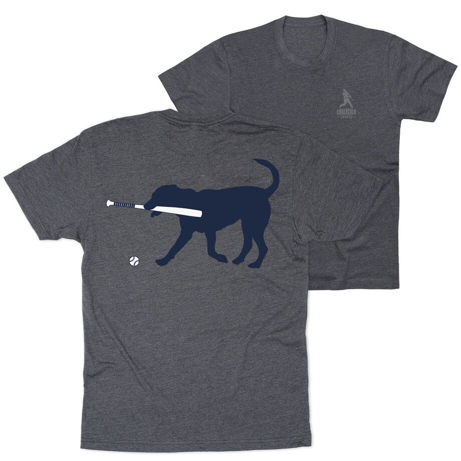 Baseball Short Sleeve T-Shirt - Navy Baseball Dog (Back Design)