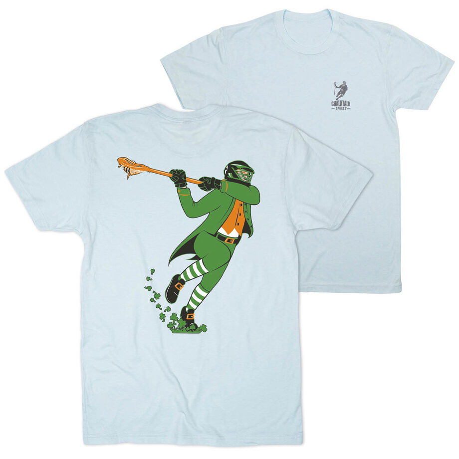 Guys Lacrosse Short Sleeve T-Shirt - Lacrosse Leprechaun (Back Design)