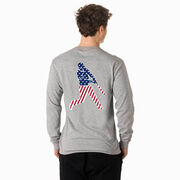 Baseball Tshirt Long Sleeve - Baseball Stars and Stripes Player (Back Design)