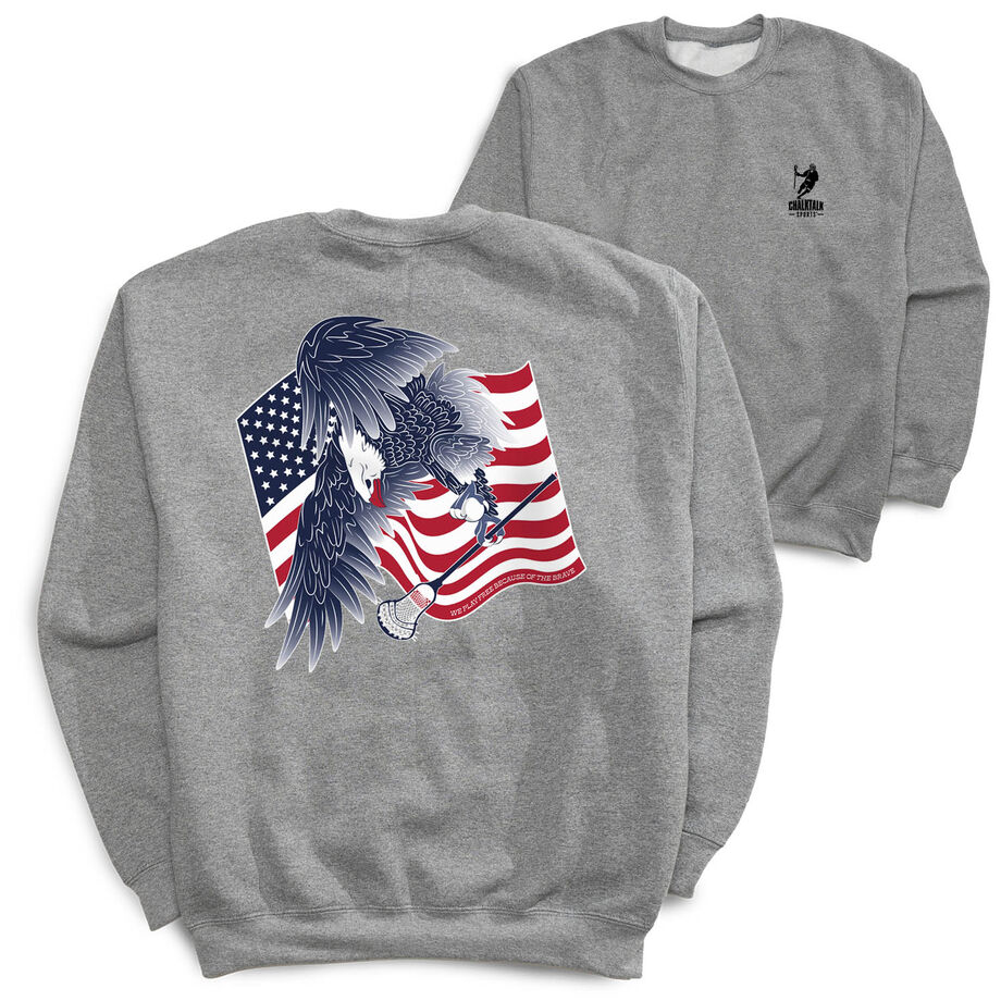 Guys Lacrosse Crewneck Sweatshirt - Lacrosse Eagle (Back Design)