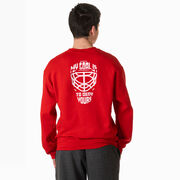 Hockey Crewneck Sweatshirt - My Goal is to Deny Yours Goalie Mask (Back Design)