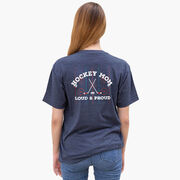 Hockey Short Sleeve T-Shirt - Loud and Proud Hockey Mom (Back Design) 