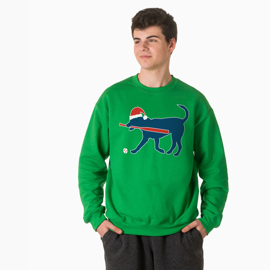Baseball Crewneck Sweatshirt - Christmas Baseball Dog