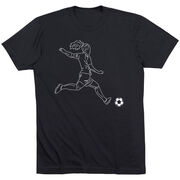 Soccer Short Sleeve T-Shirt - Soccer Girl Player Sketch