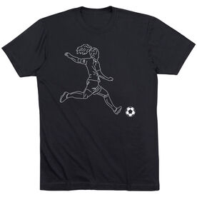 Soccer Short Sleeve T-Shirt - Soccer Girl Player Sketch