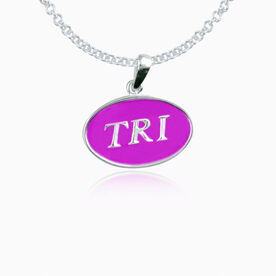 Sterling Silver and Purple Enamel Triathlon Pendant Necklace
