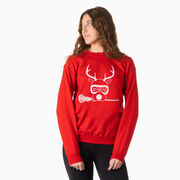 Girls Lacrosse Crewneck Sweatshirt - Lax Girl Reindeer