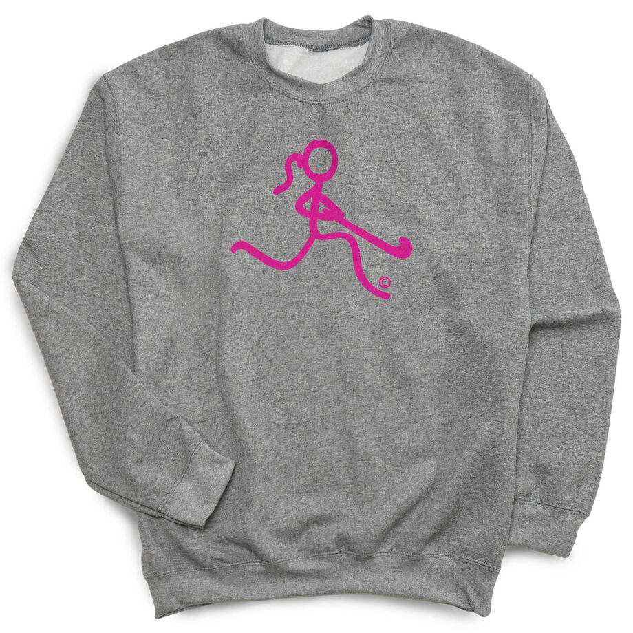 Field Hockey Crewneck Sweatshirt - Neon Pink Field Hockey Girl