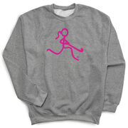 Field Hockey Crewneck Sweatshirt - Neon Pink Field Hockey Girl