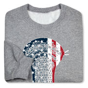 Guys Lacrosse Crewneck Sweatshirt - Patriotic Stick