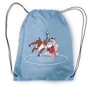 Wrestling Drawstring Backpack - Wrestling Reindeer